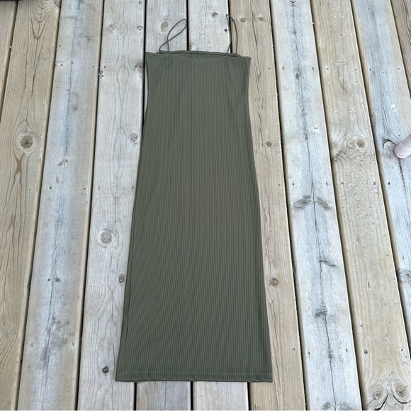 Topshop Dress Womens Bodycon Midi Textured Strappy Grunge Y2K Green 8 - Picture 3 of 13